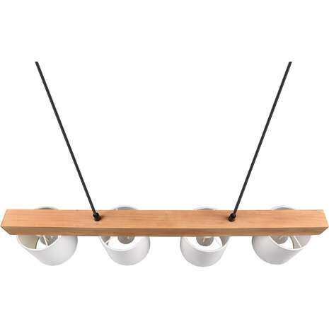 HLW LED Stijlvolle LED Hanglamp Hout & Witte LED Hanglamp - Trion Camo 4-lichts