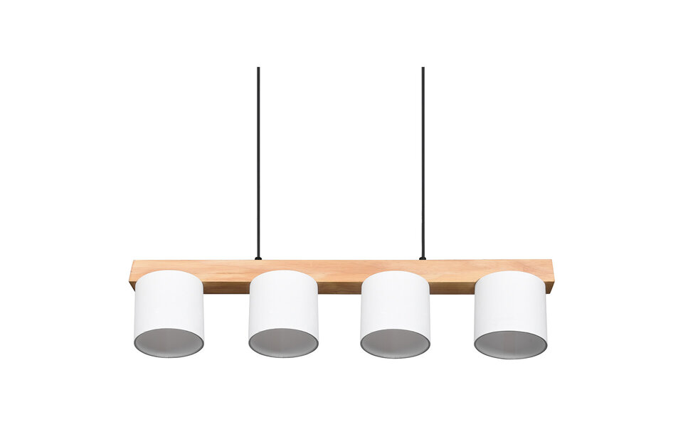 HLW LED Stijlvolle LED Hanglamp Hout & Witte LED Hanglamp - Trion Camo 4-lichts