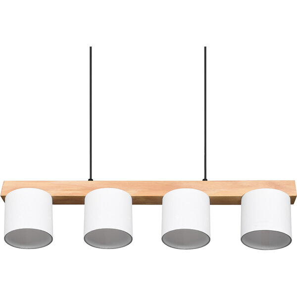 HLW LED Stijlvolle LED Hanglamp Hout & Witte LED Hanglamp - Trion Camo 4-lichts