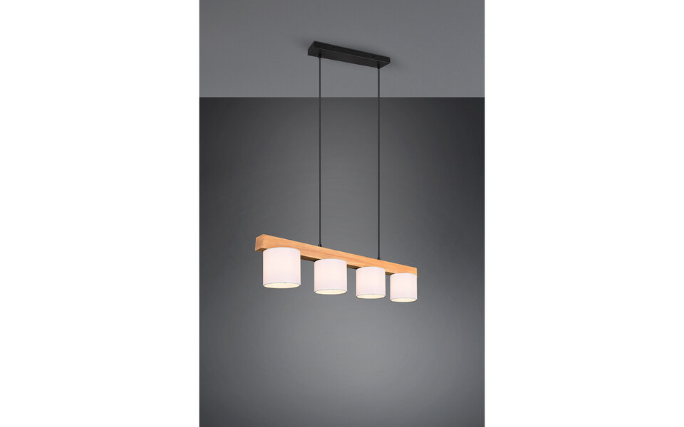 HLW LED Stijlvolle LED Hanglamp Hout & Witte LED Hanglamp - Trion Camo 4-lichts