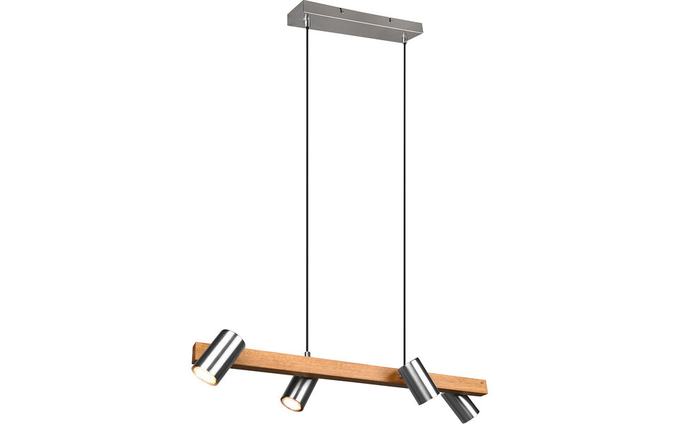 HLW LED LED Hanglamp Trion Milona - 4-lichts Rond, Mat Bruin/Nikkel, Aluminium