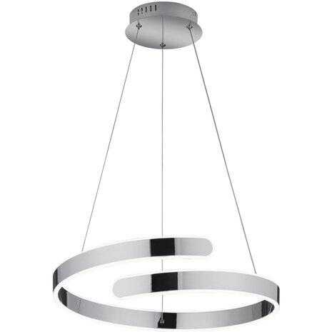 HLW LED Witte Dimbare LED Hanglamp 37W - Natuurlijk Wit 4000K, Glans Chroom, Aluminium
