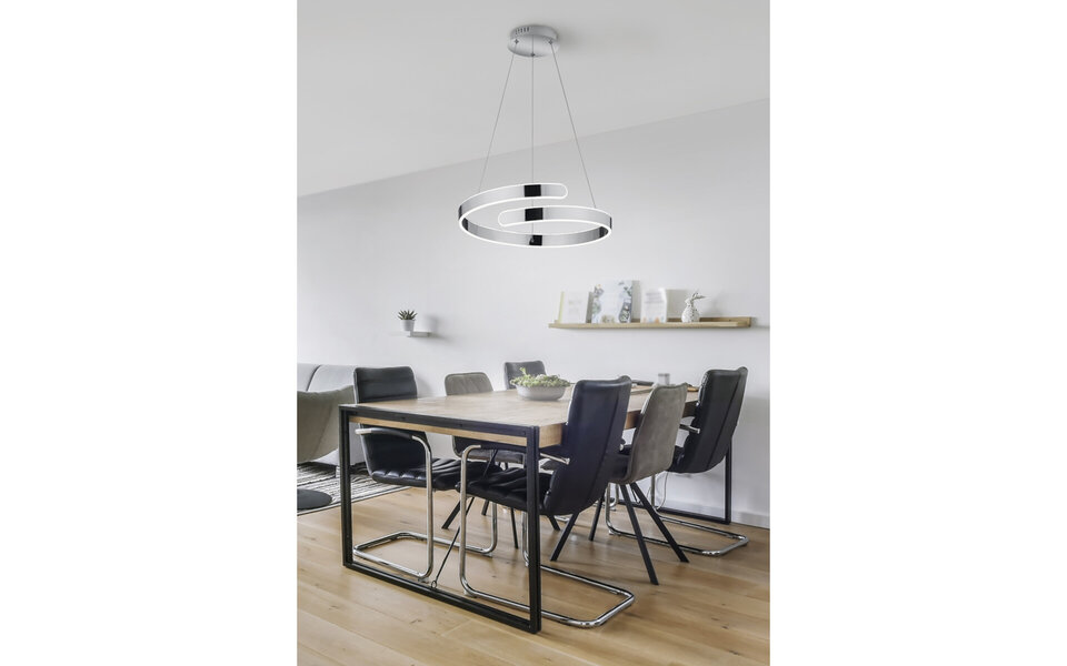 HLW LED Witte Dimbare LED Hanglamp 37W - Natuurlijk Wit 4000K, Glans Chroom, Aluminium