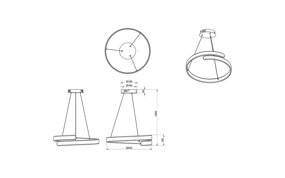 HLW LED Witte Dimbare LED Hanglamp 37W - Natuurlijk Wit 4000K, Glans Chroom, Aluminium