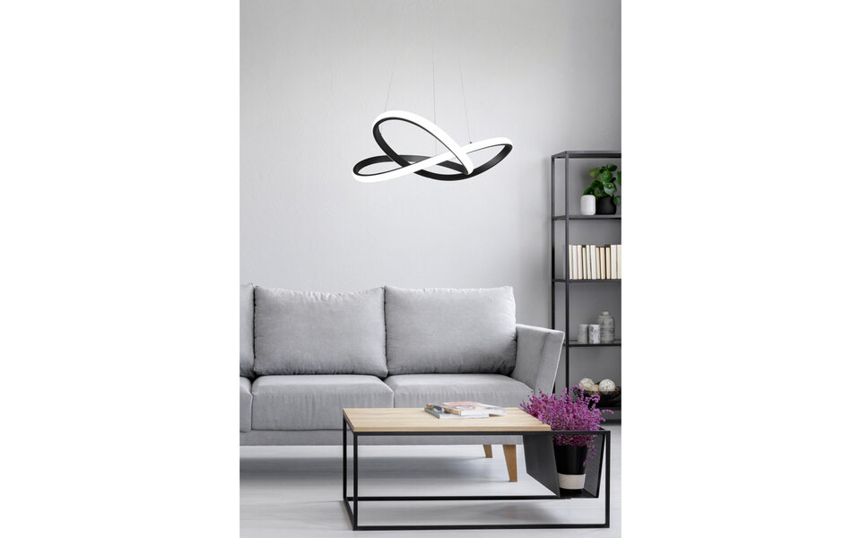 HLW LED LED Hanglamp Dimbaar - Mat Zwarte & Witte LED Hanglamp 27.5W Natuurlijk Wit