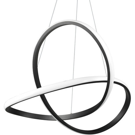 HLW LED LED Hanglamp Dimbaar - Mat Zwarte & Witte LED Hanglamp 27.5W Natuurlijk Wit