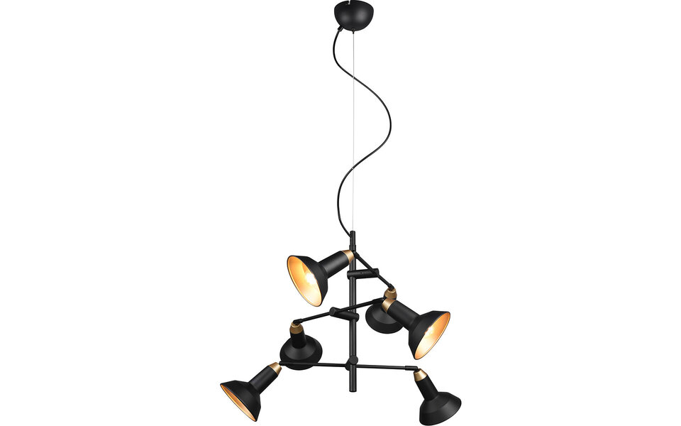 HLW LED Zwarte LED Hanglamp 6-lichts - Mat Zwart Aluminium LED lamp met E14 fitting