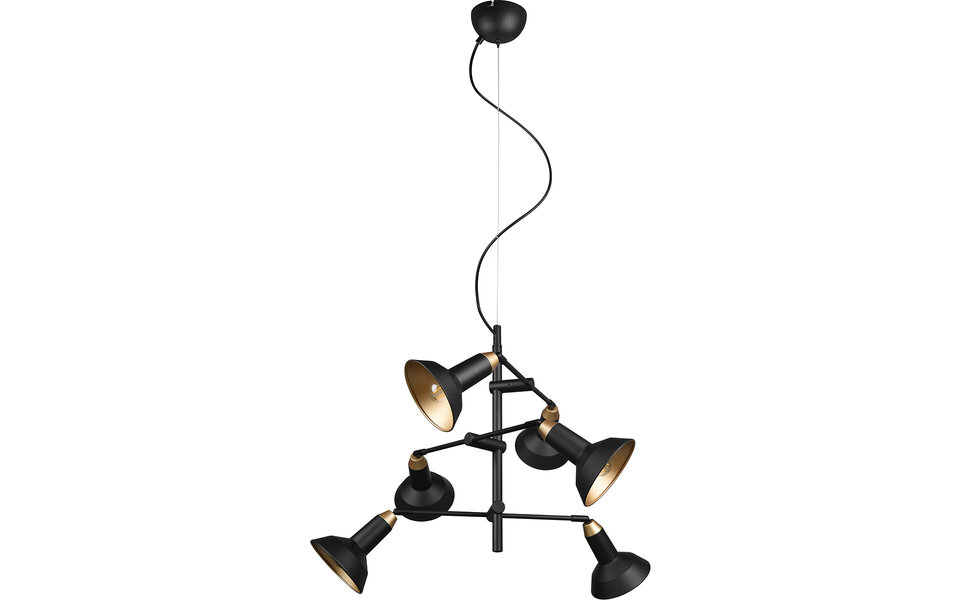 HLW LED Zwarte LED Hanglamp 6-lichts - Mat Zwart Aluminium LED lamp met E14 fitting