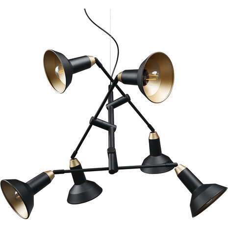 HLW LED Zwarte LED Hanglamp 6-lichts - Mat Zwart Aluminium LED lamp met E14 fitting HLW LED Zwarte LED Hanglamp 6-lichts - Mat Zwart Aluminium LED lamp met E14 fitting