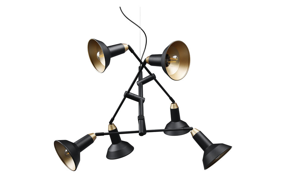 HLW LED Zwarte LED Hanglamp 6-lichts - Mat Zwart Aluminium LED lamp met E14 fitting