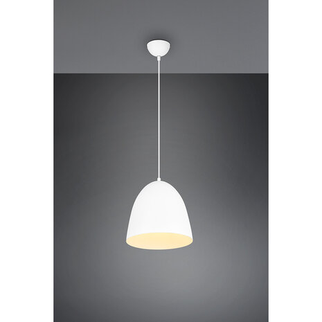 HLW LED Stijlvolle LED Hanglamp Trion Lopez - Witte LED Hanglamp met E27 Fitting, Mat Wit Aluminium HLW LED Stijlvolle LED Hanglamp Trion Lopez - Witte LED Hanglamp met E27 Fitting, Mat Wit Aluminium