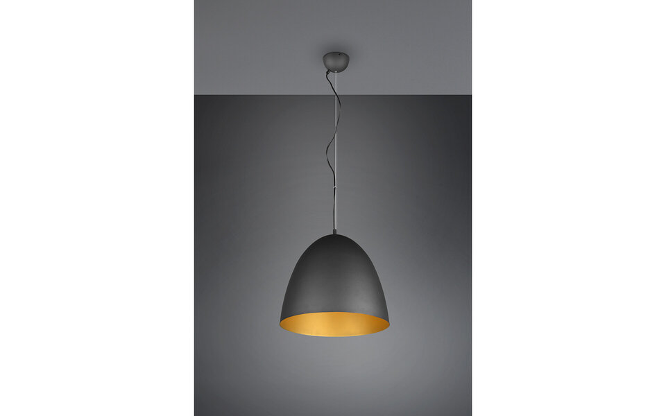 HLW LED Mat Zwarte & Gouden LED Hanglamp Trion Lopez XL – 1-lichts, E27, Aluminium
