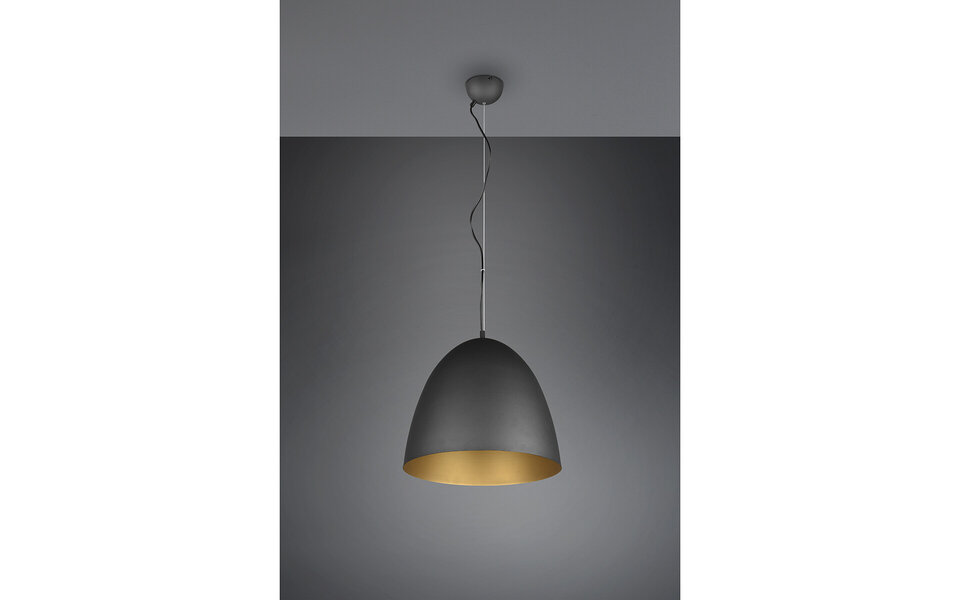 HLW LED Mat Zwarte & Gouden LED Hanglamp Trion Lopez XL – 1-lichts, E27, Aluminium