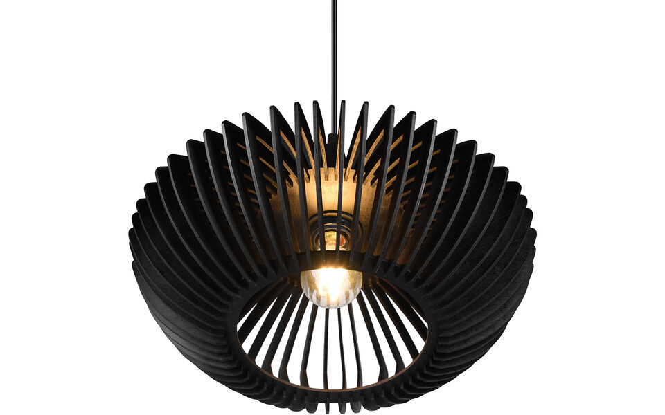 HLW LED LED Hanglamp Trion Colman - Mat Zwart Aluminium & Houten Details, E27 Fitting HLW LED LED Hanglamp Trion Colman - Mat Zwart Aluminium & Houten Details, E27 Fitting