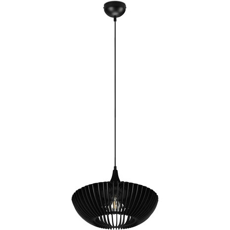 HLW LED LED Hanglamp Trion Colman - Mat Zwart Aluminium & Houten Details, E27 Fitting HLW LED LED Hanglamp Trion Colman - Mat Zwart Aluminium & Houten Details, E27 Fitting