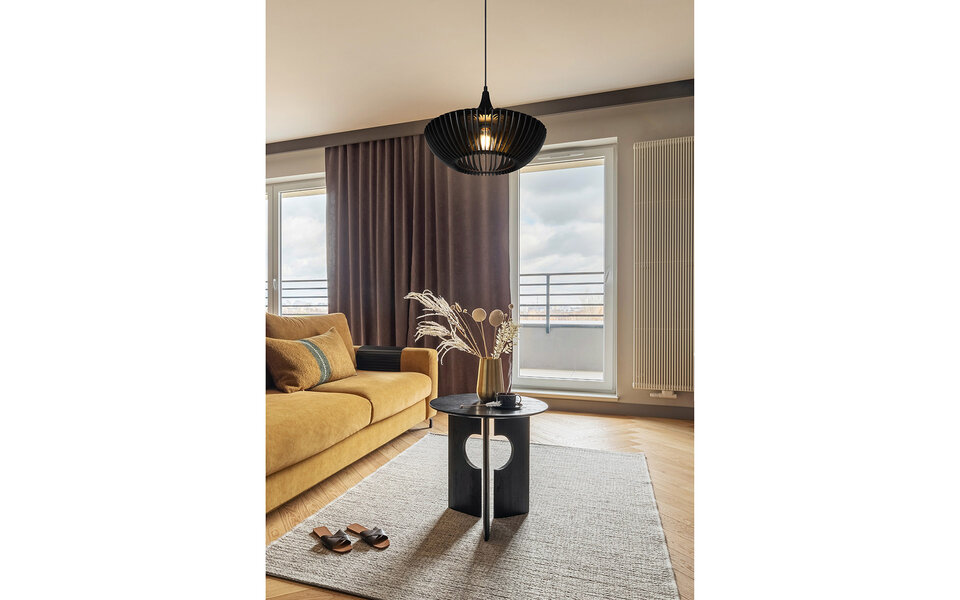 HLW LED LED Hanglamp Trion Colman - Mat Zwart Aluminium & Houten Details, E27 Fitting HLW LED LED Hanglamp Trion Colman - Mat Zwart Aluminium & Houten Details, E27 Fitting