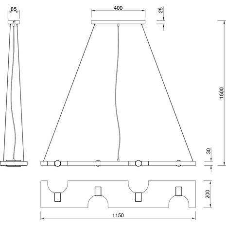 HLW LED LED Hanglamp Trion Taylan - 4-lichts Rechthoek Antiek Nikkel Aluminium HLW LED LED Hanglamp Trion Taylan - 4-lichts Rechthoek Antiek Nikkel Aluminium