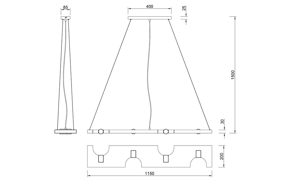 HLW LED LED Hanglamp Trion Taylan - 4-lichts Rechthoek Antiek Nikkel Aluminium HLW LED LED Hanglamp Trion Taylan - 4-lichts Rechthoek Antiek Nikkel Aluminium