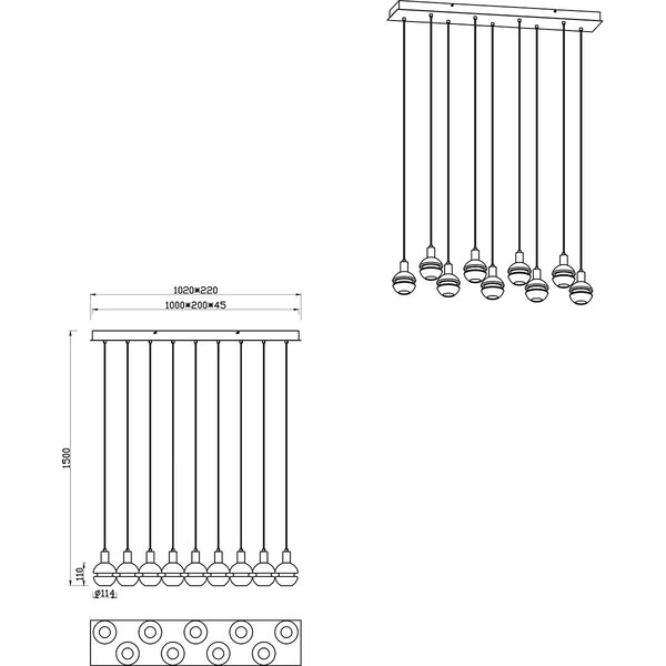 HLW LED Stijlvolle Mat Witte LED Hanglamp - 9-Lichts Aluminium LED Lamp met E14 Fitting