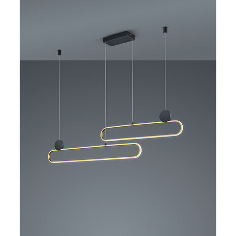 HLW LED Dimbare LED Hanglamp 54W Mat Goud - Trion Grada Aluminium Rechthoek