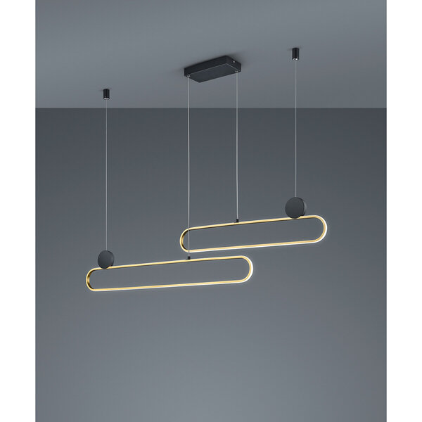 HLW LED Dimbare LED Hanglamp 54W Mat Goud - Trion Grada Aluminium Rechthoek