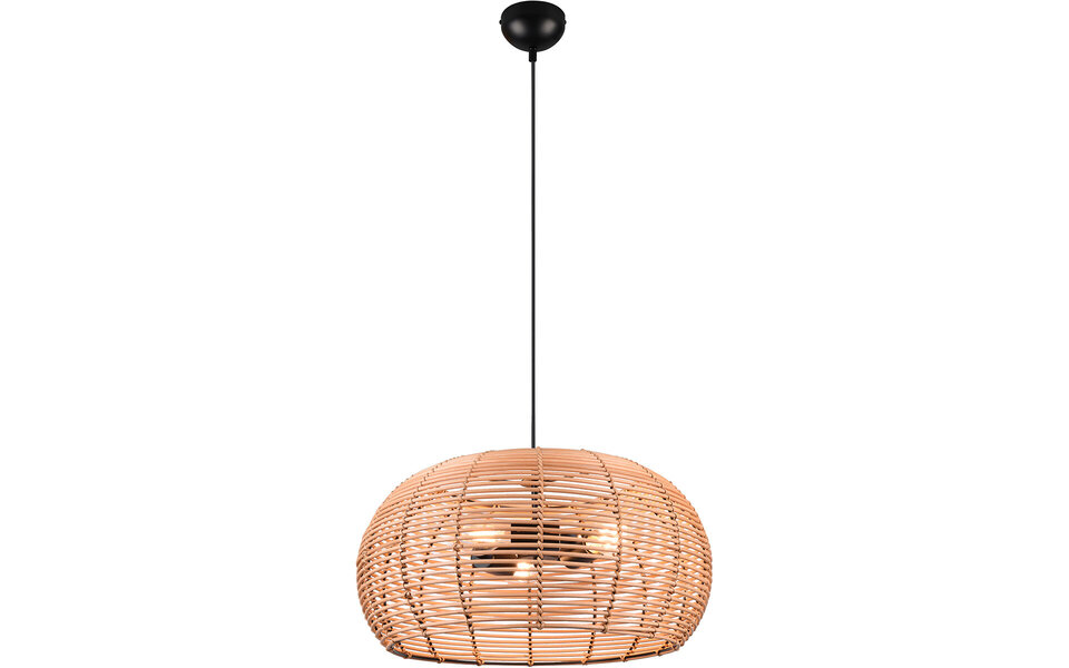 HLW LED LED Hanglamp Hout Trion Irene - 3-lichts rond met E27 fitting, bruin