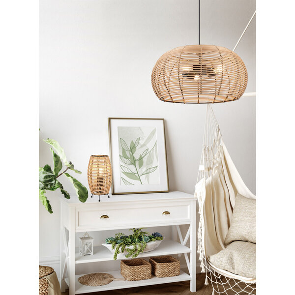 HLW LED LED Hanglamp Hout Trion Irene - 3-lichts rond met E27 fitting, bruin