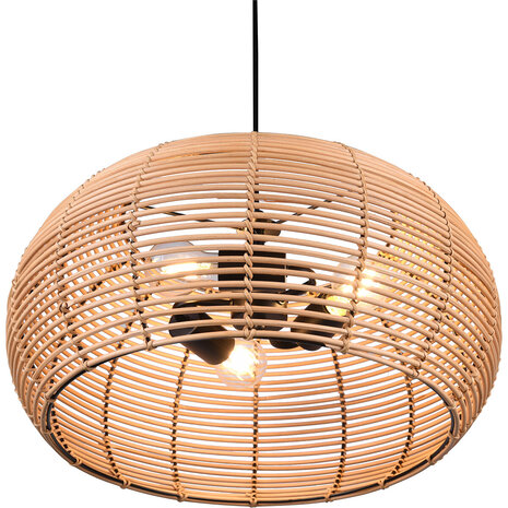 HLW LED LED Hanglamp Hout Trion Irene - 3-lichts rond met E27 fitting, bruin