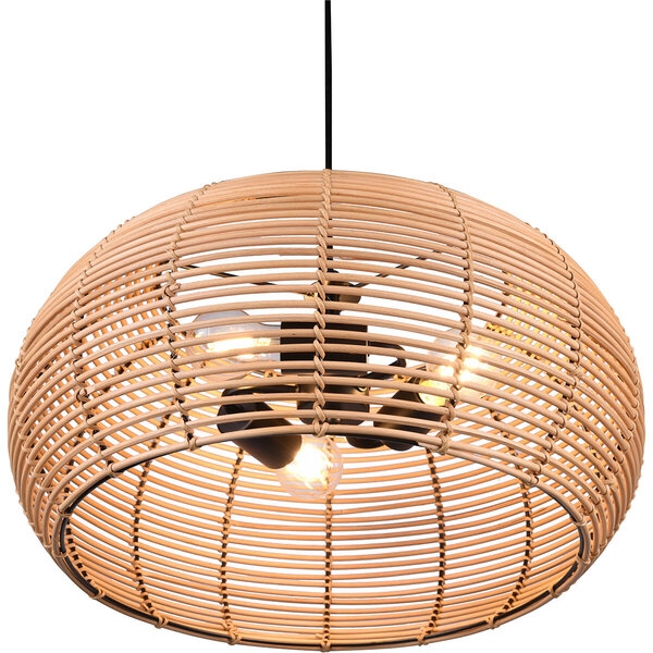 HLW LED LED Hanglamp Hout Trion Irene - 3-lichts rond met E27 fitting, bruin