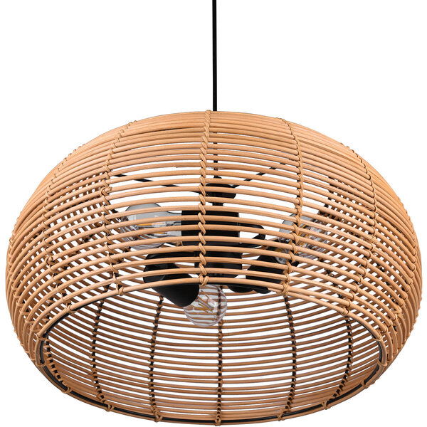 HLW LED LED Hanglamp Hout Trion Irene - 3-lichts rond met E27 fitting, bruin