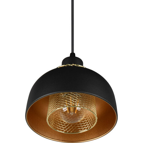 HLW LED Zwarte LED Hanglamp Trion Palmo - Mat Zwart Aluminium, E27, 1-lichts, Verstelbaar HLW LED Zwarte LED Hanglamp Trion Palmo - Mat Zwart Aluminium, E27, 1-lichts, Verstelbaar