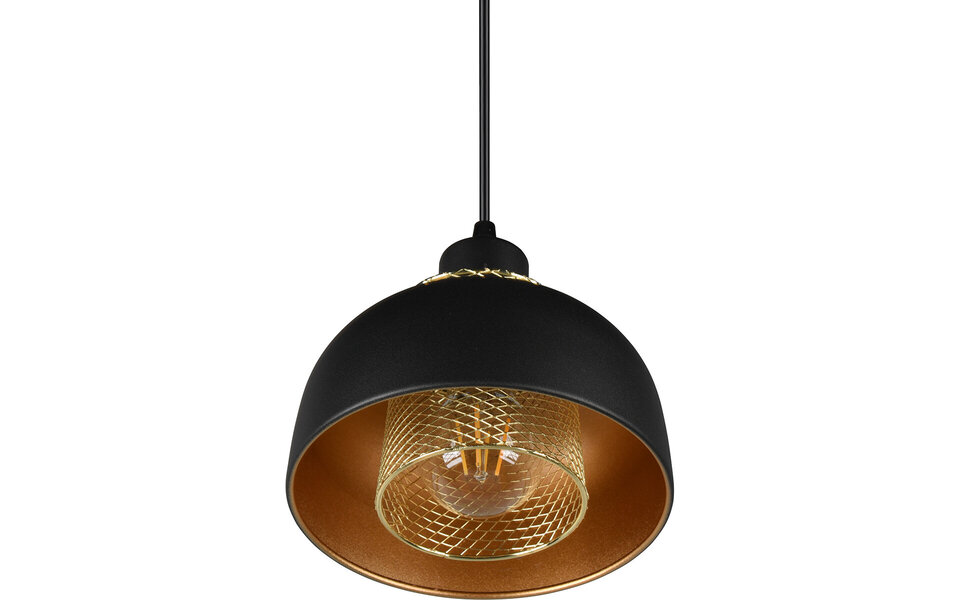 HLW LED Zwarte LED Hanglamp Trion Palmo - Mat Zwart Aluminium, E27, 1-lichts, Verstelbaar