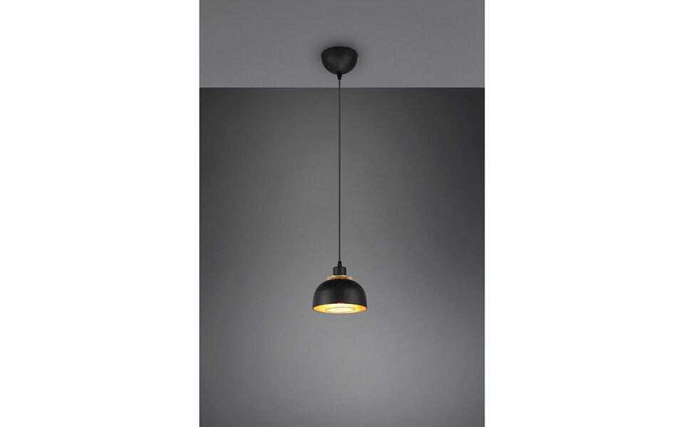 HLW LED Zwarte LED Hanglamp Trion Palmo - Mat Zwart Aluminium, E27, 1-lichts, Verstelbaar