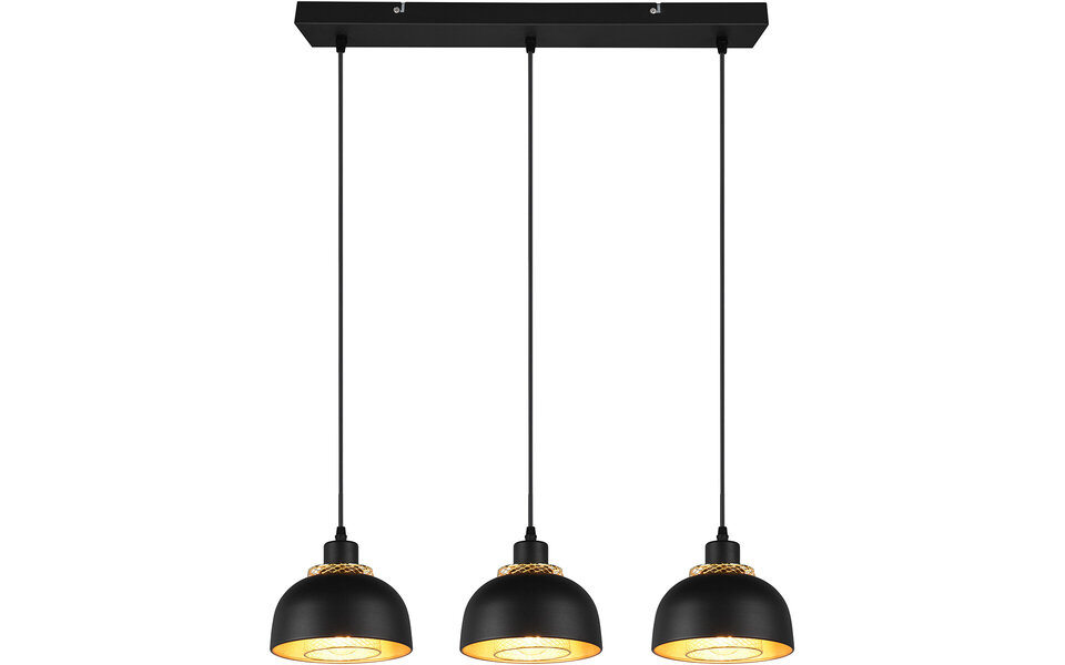 HLW LED Zwarte LED Hanglamp Trion Palmo - 3-lichts Mat Zwarte Aluminium LED Hanglamp