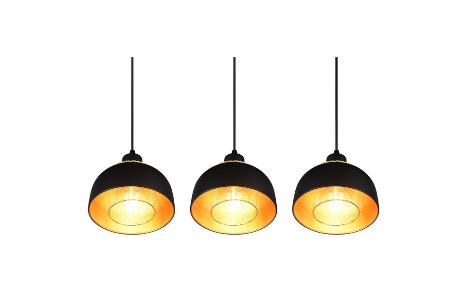 HLW LED Zwarte LED Hanglamp Trion Palmo - 3-lichts Mat Zwarte Aluminium LED Hanglamp