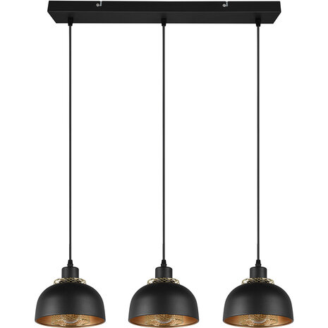 HLW LED Zwarte LED Hanglamp Trion Palmo - 3-lichts Mat Zwarte Aluminium LED Hanglamp HLW LED Zwarte LED Hanglamp Trion Palmo - 3-lichts Mat Zwarte Aluminium LED Hanglamp