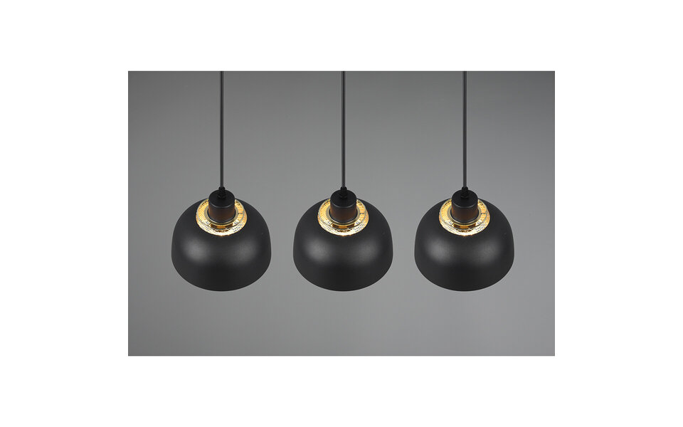 HLW LED Zwarte LED Hanglamp Trion Palmo - 3-lichts Mat Zwarte Aluminium LED Hanglamp