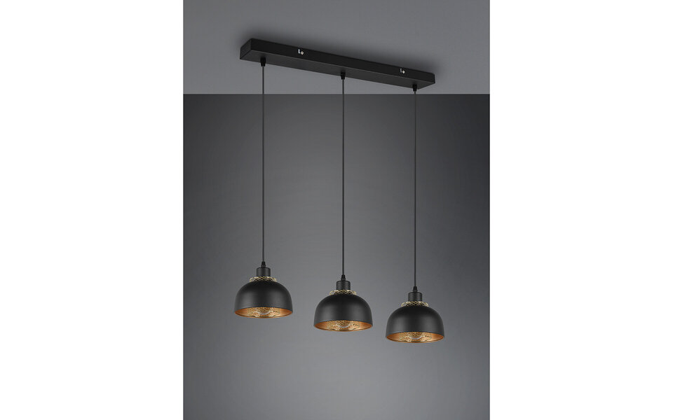 HLW LED Zwarte LED Hanglamp Trion Palmo - 3-lichts Mat Zwarte Aluminium LED Hanglamp