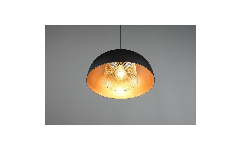 HLW LED Zwarte LED Hanglamp Trion Palmo XL - Mat Zwart Aluminium, E27, 1-lichts