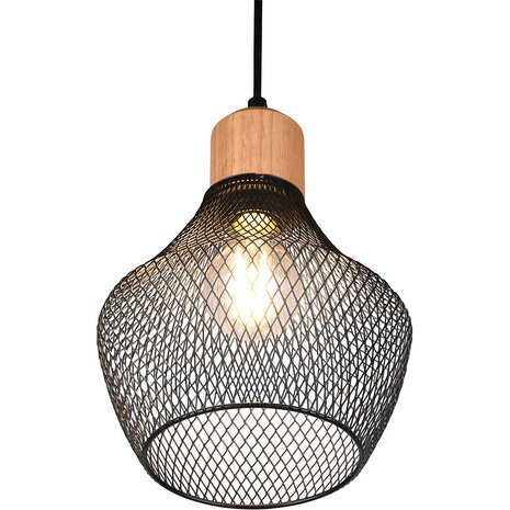 HLW LED Zwarte LED Hanglamp Trion Jenna - Mat Zwart Aluminium, E27 Fitting, 1-lichts