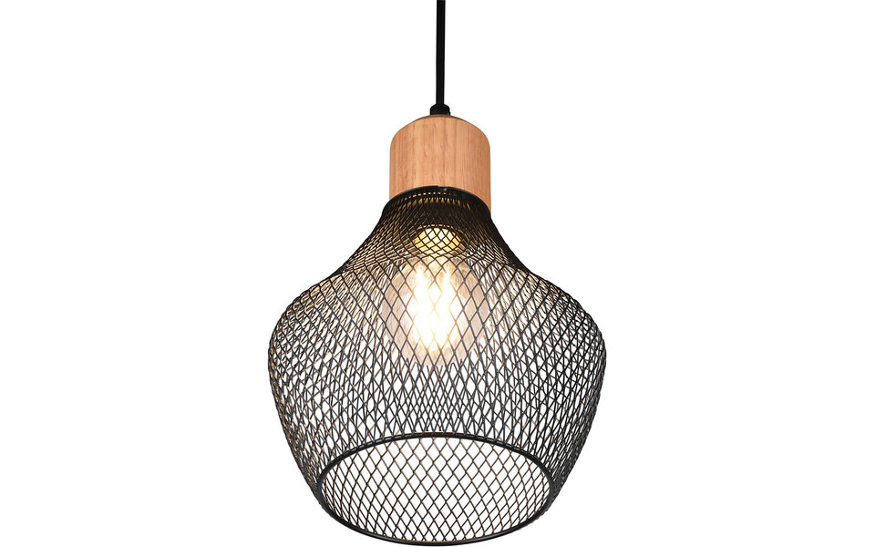 HLW LED Zwarte LED Hanglamp Trion Jenna - Mat Zwart Aluminium, E27 Fitting, 1-lichts