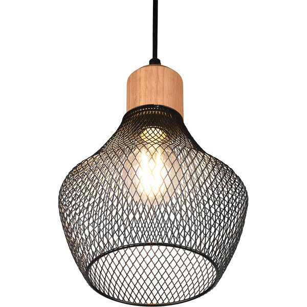 HLW LED Zwarte LED Hanglamp Trion Jenna - Mat Zwart Aluminium, E27 Fitting, 1-lichts