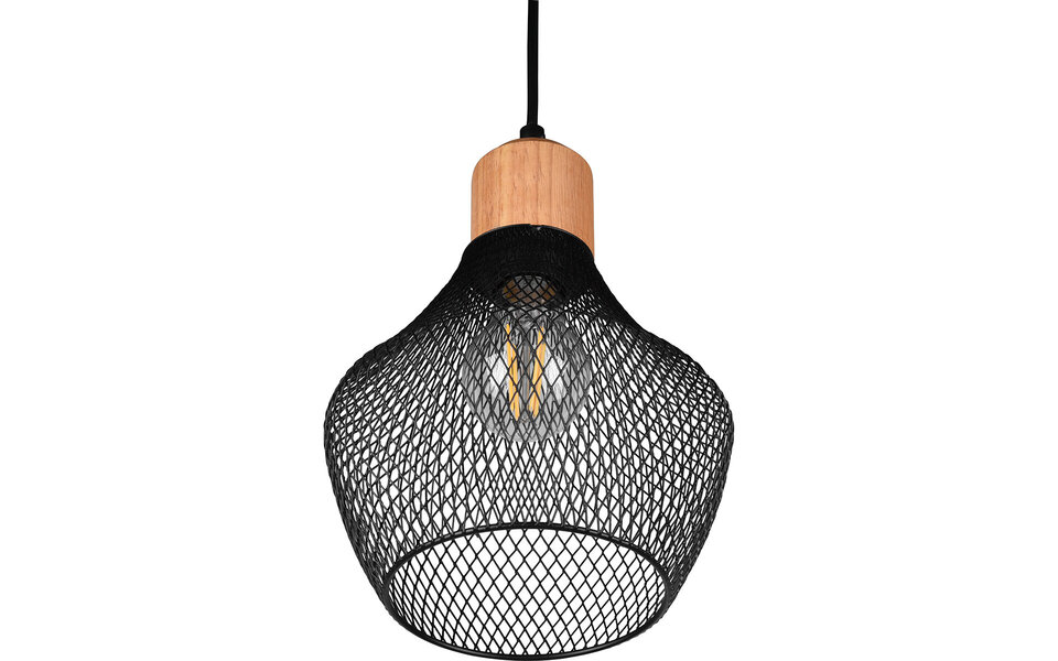 HLW LED Zwarte LED Hanglamp Trion Jenna - Mat Zwart Aluminium, E27 Fitting, 1-lichts