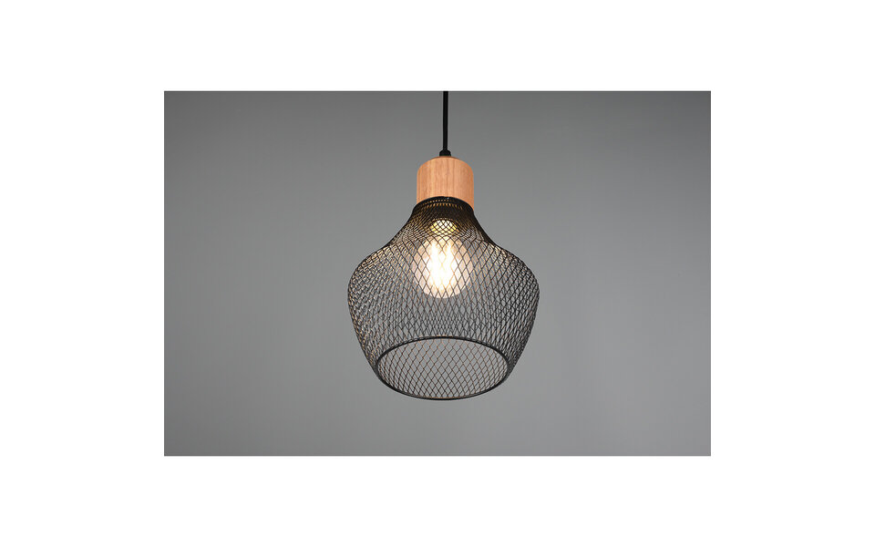 HLW LED Zwarte LED Hanglamp Trion Jenna - Mat Zwart Aluminium, E27 Fitting, 1-lichts