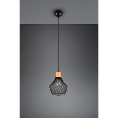 HLW LED Zwarte LED Hanglamp Trion Jenna - Mat Zwart Aluminium, E27 Fitting, 1-lichts