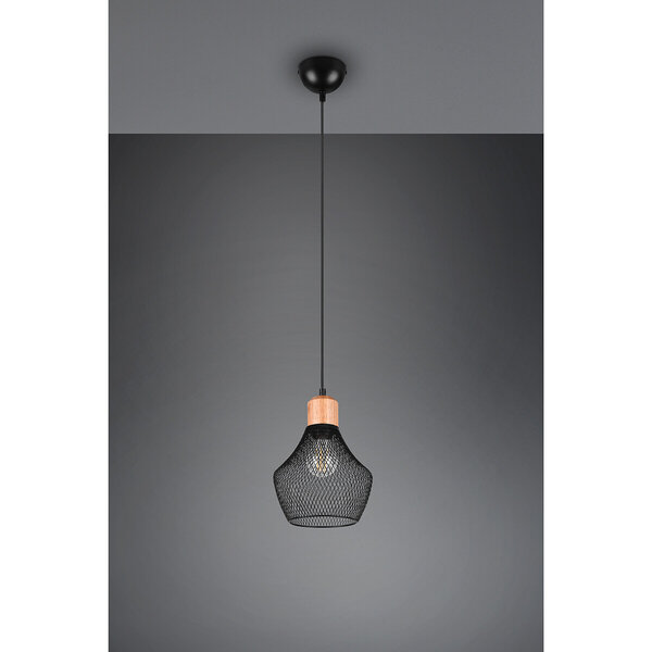 HLW LED Zwarte LED Hanglamp Trion Jenna - Mat Zwart Aluminium, E27 Fitting, 1-lichts