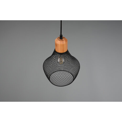 HLW LED Zwarte LED Hanglamp Trion Jenna - Mat Zwart Aluminium, E27 Fitting, 1-lichts