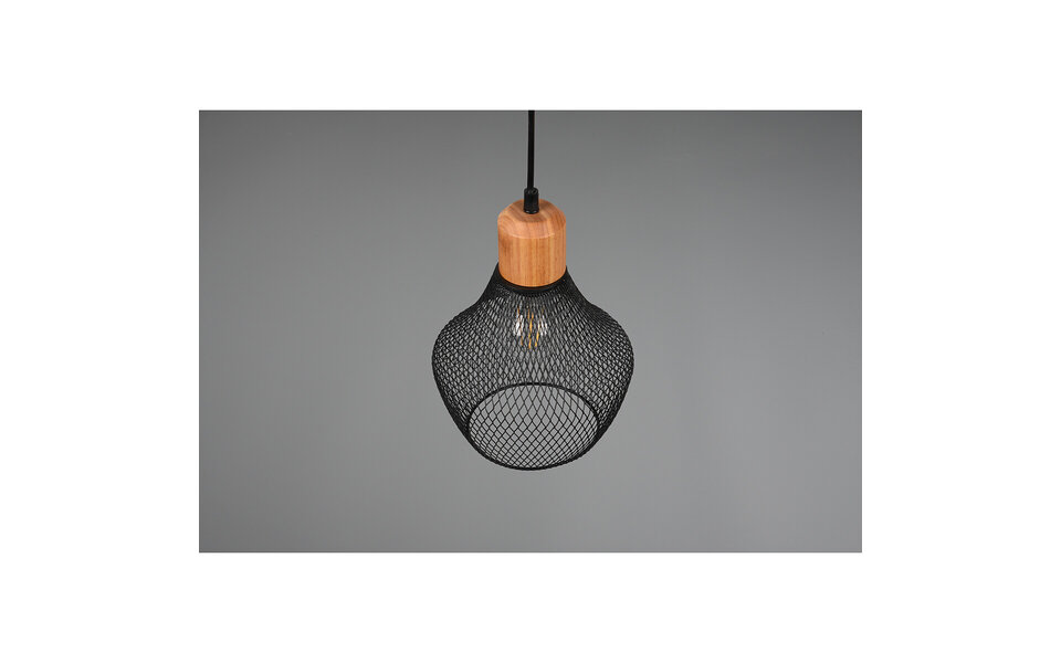 HLW LED Zwarte LED Hanglamp Trion Jenna - Mat Zwart Aluminium, E27 Fitting, 1-lichts