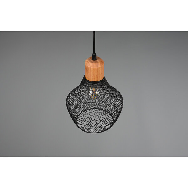 HLW LED Zwarte LED Hanglamp Trion Jenna - Mat Zwart Aluminium, E27 Fitting, 1-lichts