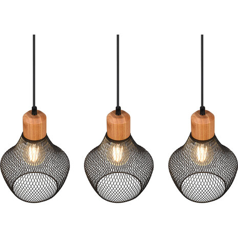 HLW LED Zwarte LED Hanglamp Trion Jenna - 3-lichts, Mat Zwart Aluminium, E27 Fitting HLW LED Zwarte LED Hanglamp Trion Jenna - 3-lichts, Mat Zwart Aluminium, E27 Fitting